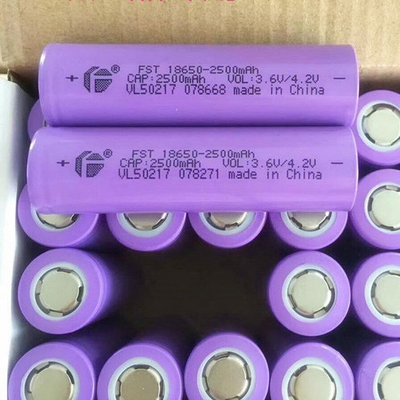 Пурпурная клетка батареи иона 18650 3.7v FST 2500mah 3C перезаряжаемые Li